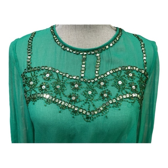 Z.b.d design Green blouse with bead and sequin emblishments size 10 - Picture 5 of 10